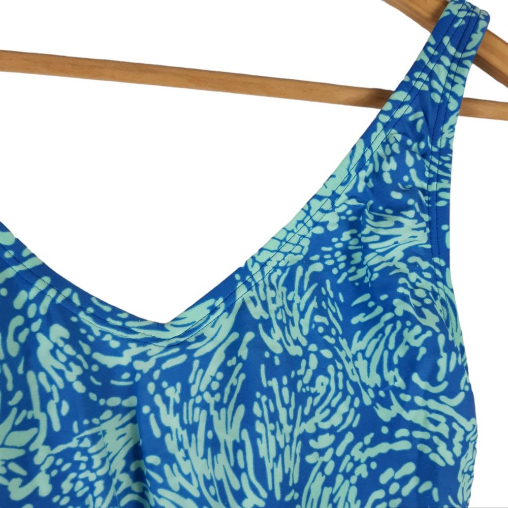Speedo Blue Pineapple Pattern One Piece Swimsuit Size 10 - Picture 4 of 7